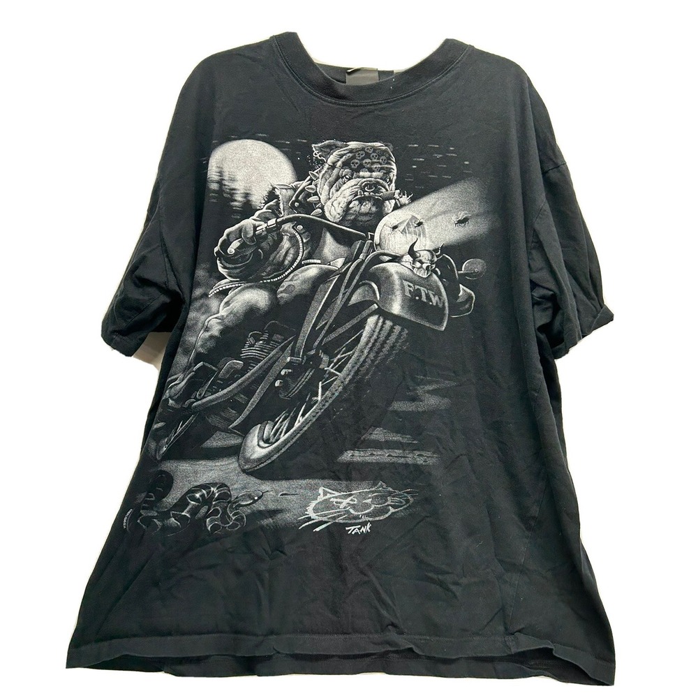 Liquid Blue Mens Size 2XLT Short Sleeve 2009 Black Tank the Bulldog T-Shirt (J7)